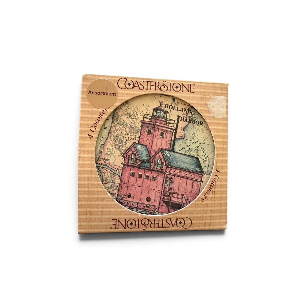 CoasterStone Holland Harbor Lighthouse Sandstone Coasters Set of 4 Michigan USA